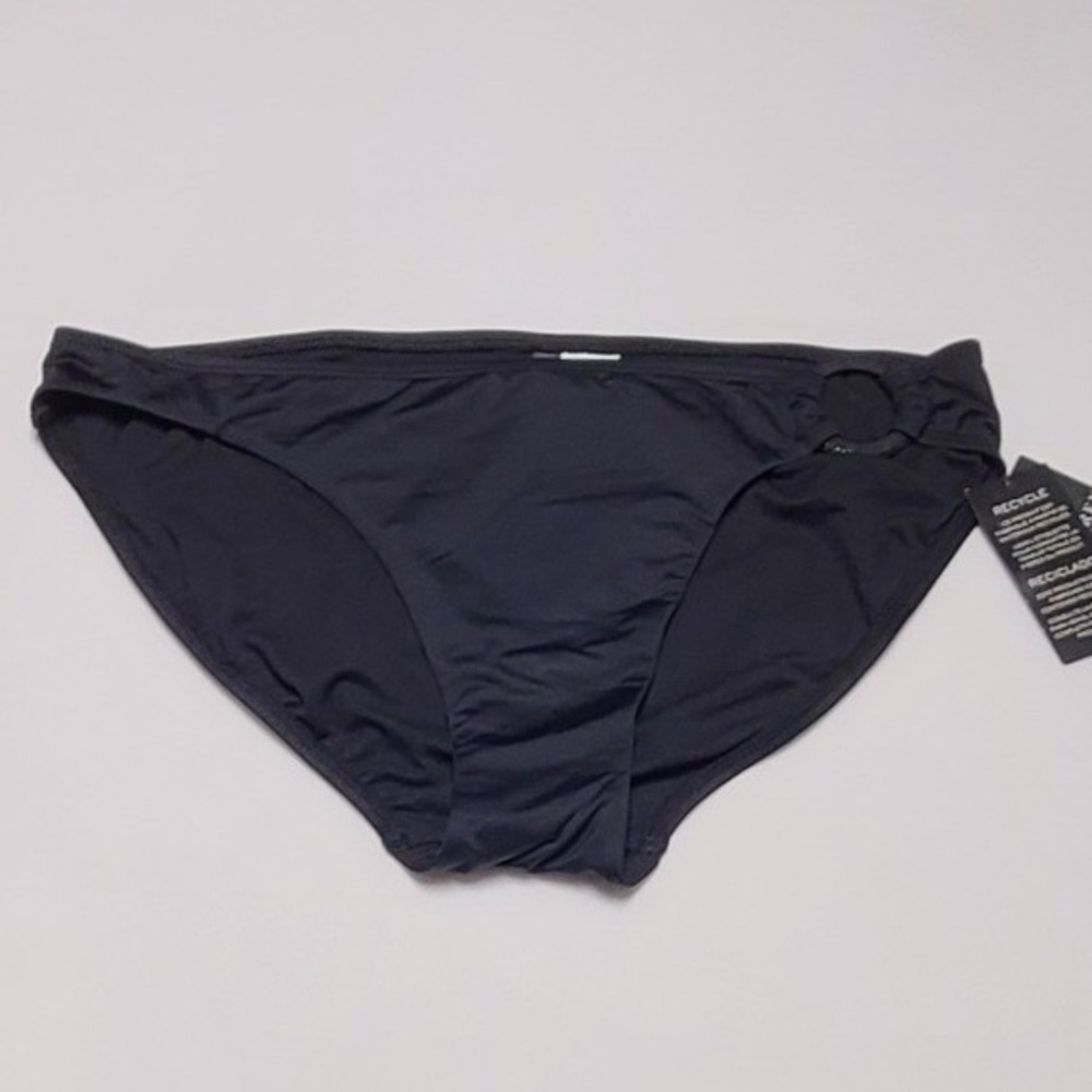 Lauren Ralph Lauren Black Ring Detail Bikini Bottom Swim Size 12 NEW